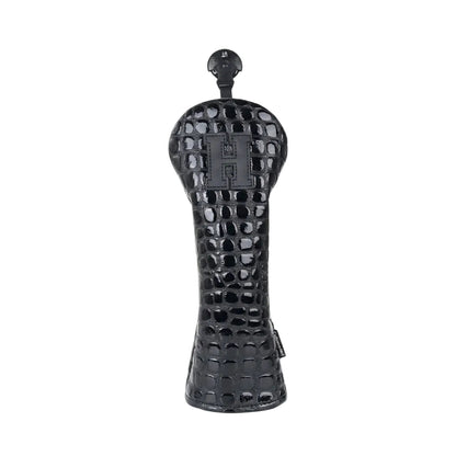 Midnight black Crocodile hybrid golf head head cover