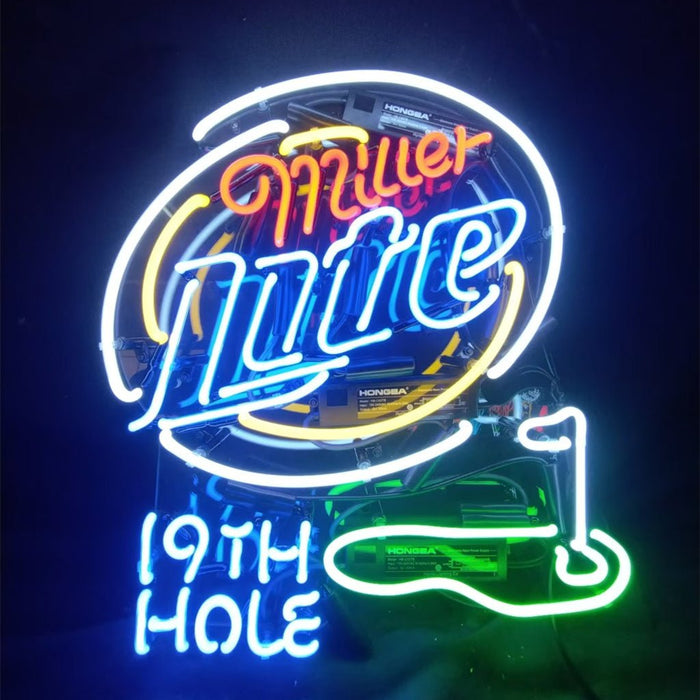 Miller Lite 19th Hole Golf Neon Light Sign - Club Rehab