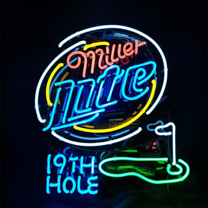 Miller Lite 19th Hole Golf Neon Light Sign - Club Rehab
