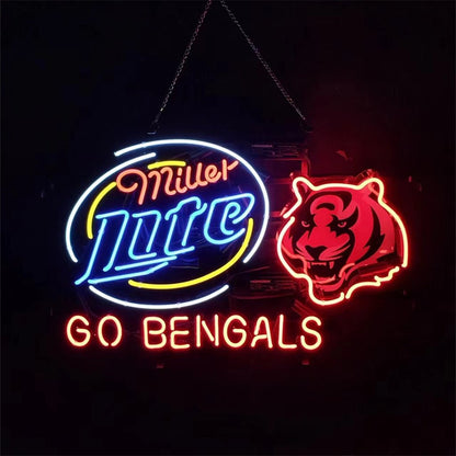 Miller Lite Cincinnati Go Bengals Neon Light Sign - Club Rehab