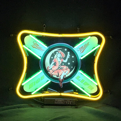 Miller Lite High Life Girl Lager Neon Sign Light - Club Rehab