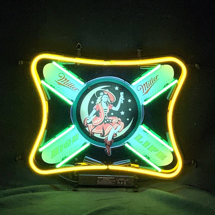 Miller Lite High Life Girl Lager Neon Sign Light - Club Rehab