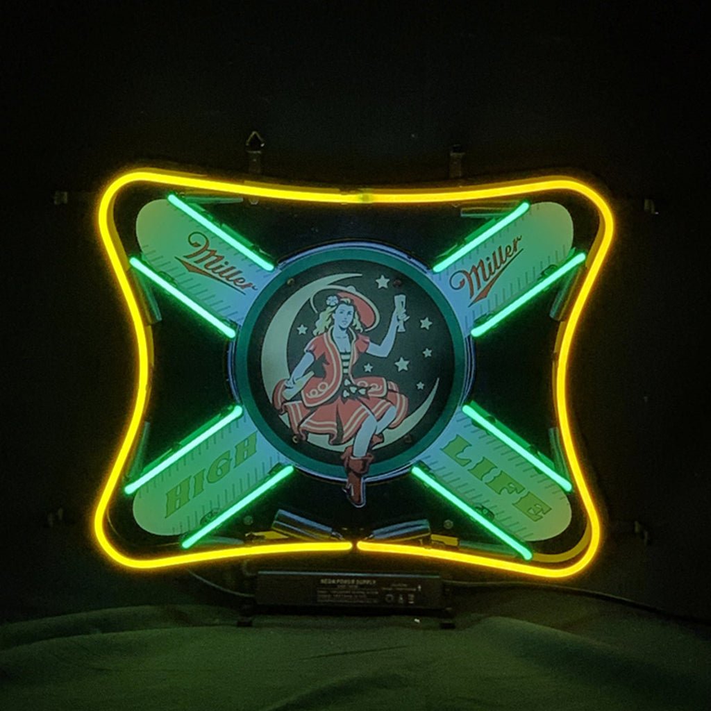 Miller Lite High Life Girl Lager Neon Sign Light - Club Rehab