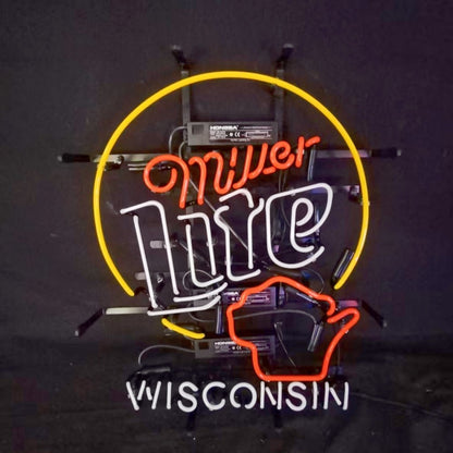 Miller Lite &Wisconsin State Neon Signs - Club Rehab