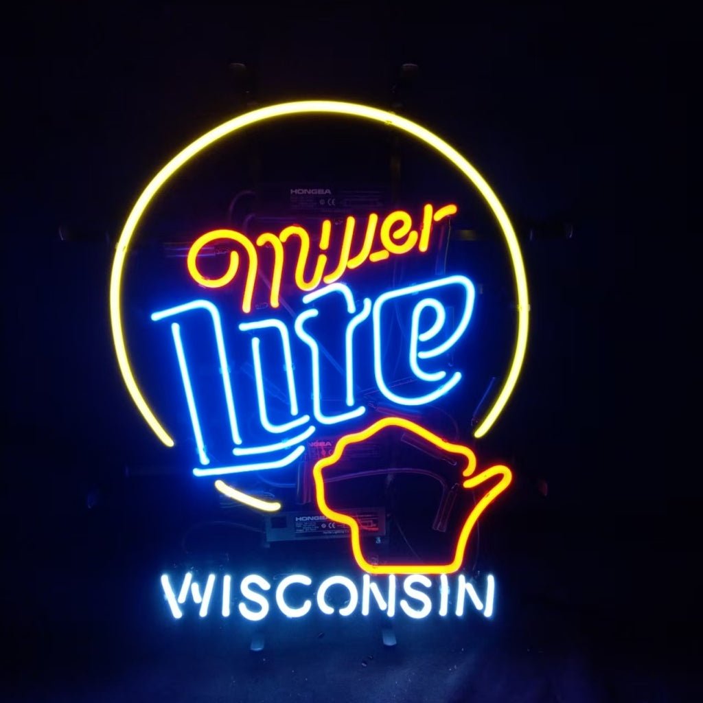 Miller Lite &Wisconsin State Neon Signs - Club Rehab