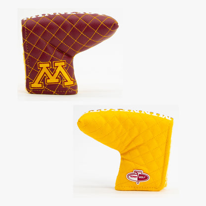 Minnesota Golden Gophers Split Quilted Blade Putter Cover, offset front and back views