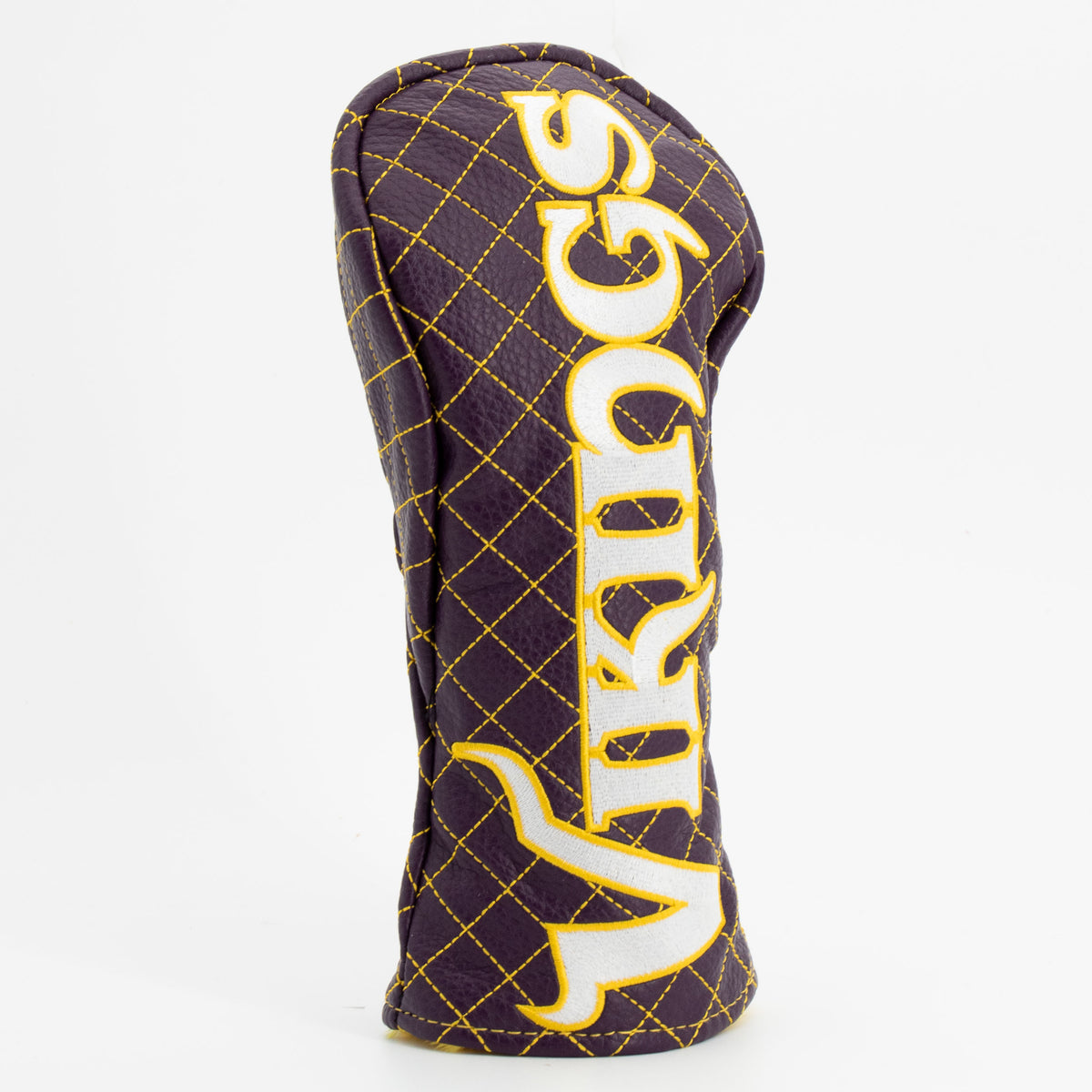 Minnesota Vikings Solid Fairway quilted headcover, angled view
