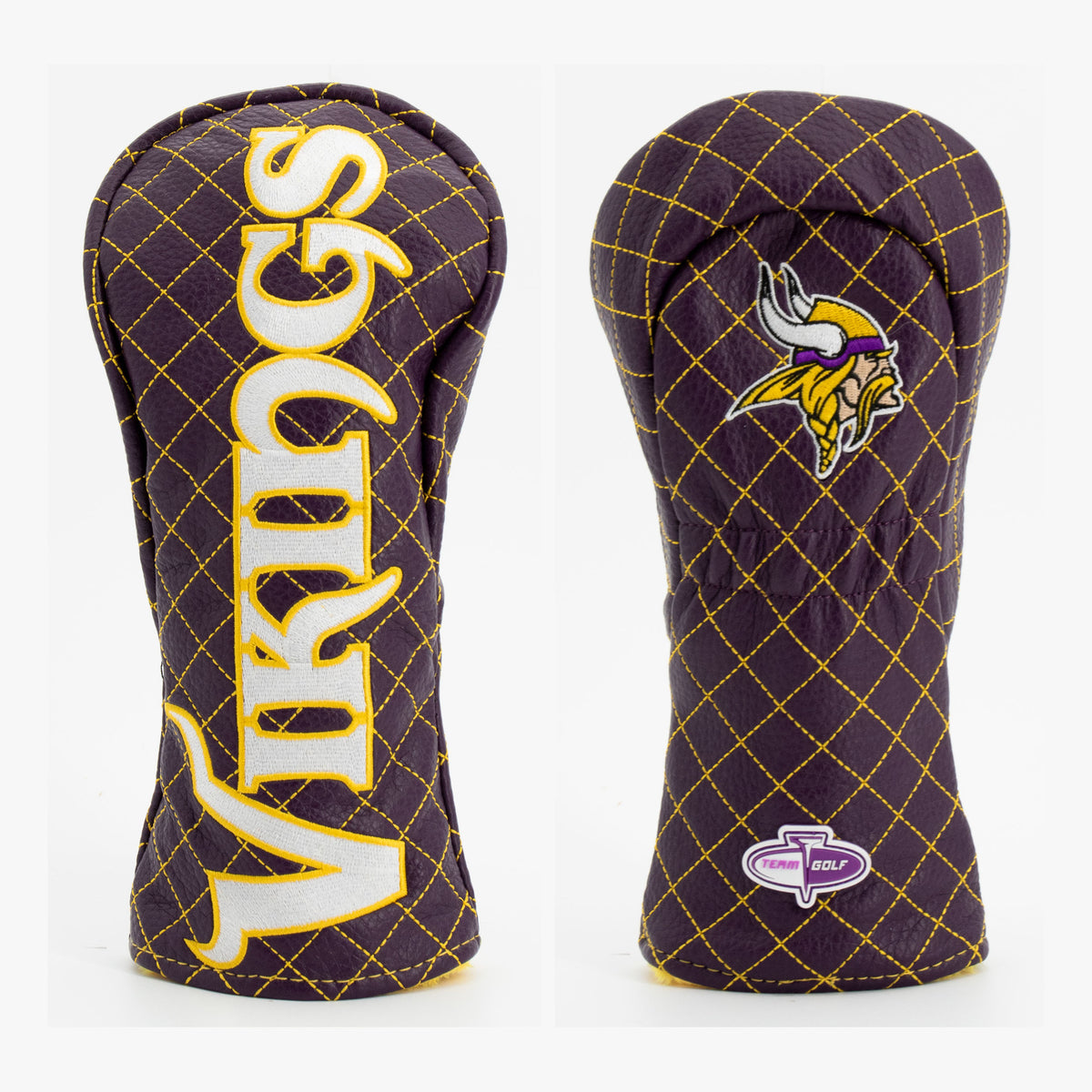 Minnesota Vikings Solid Quilted Fairway Headcover, front and back views