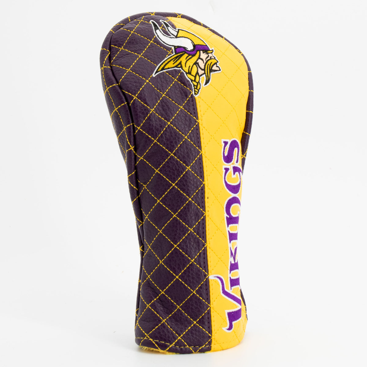 Minnesota Vikings Split Fairway quilted headcover, angled view