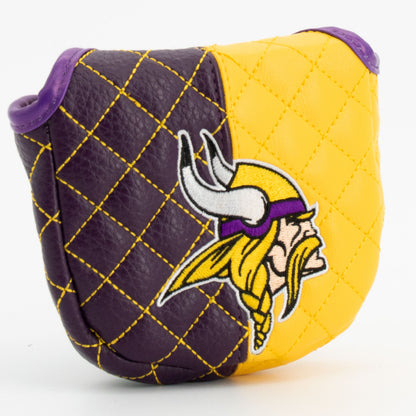 Minnesota Vikings Split Mallet Putter quilted headcover, angled view