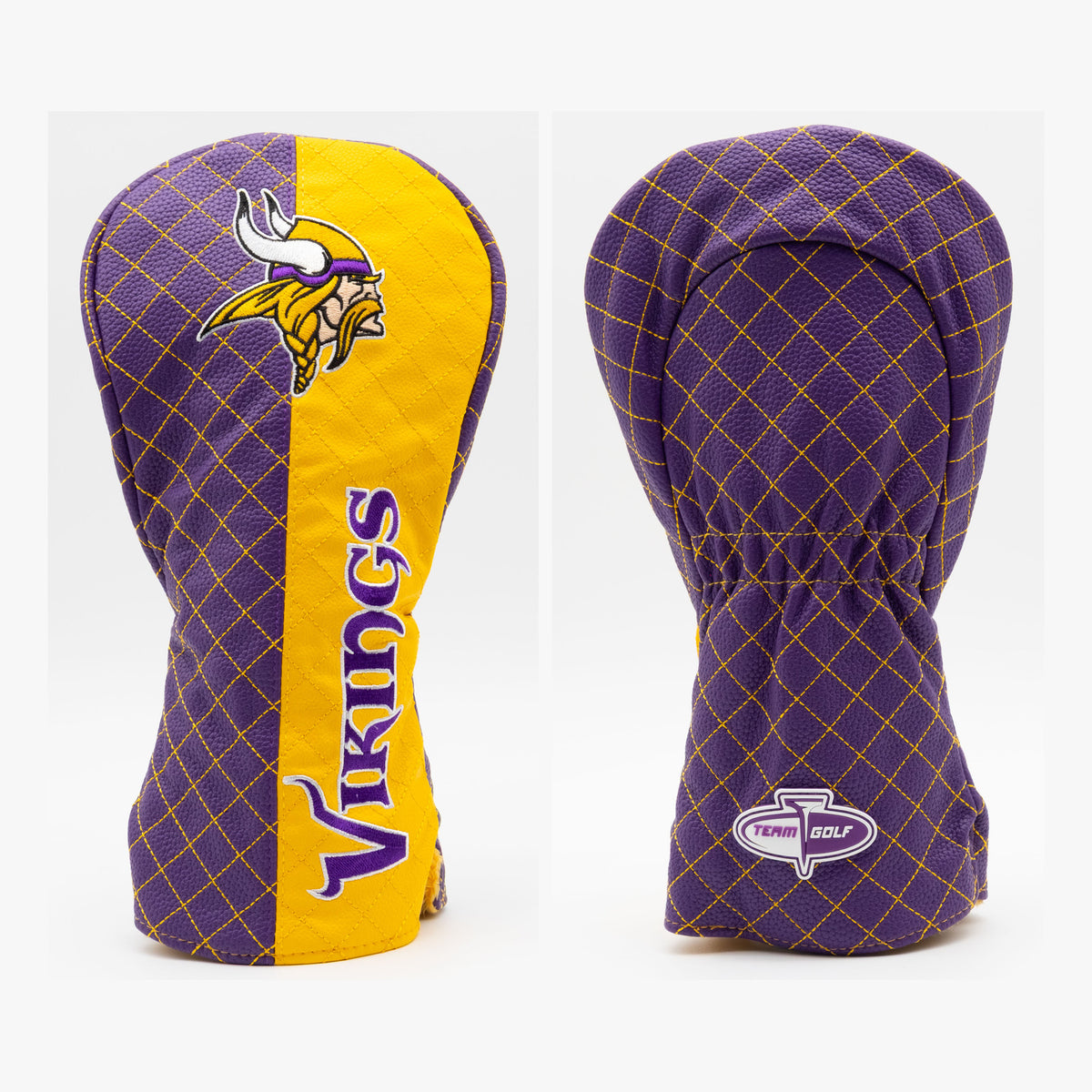 Minnesota Vikings Split Quilted Driver Headcover, front and back views