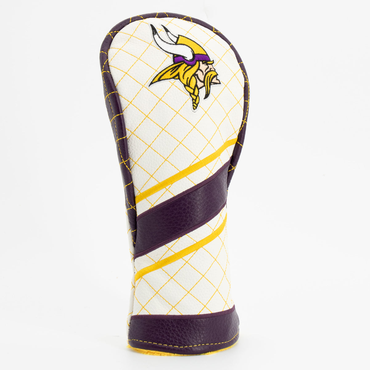 Minnesota Vikings Striped Quilted Fairway Headcover, close-up of the diamond stitching and textured exterior