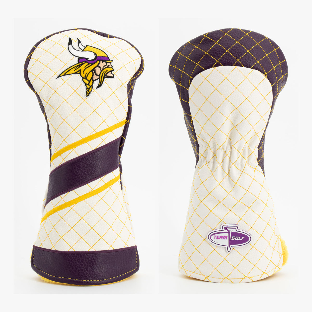 Minnesota Vikings Striped Quilted Driver Headcover, front and back views