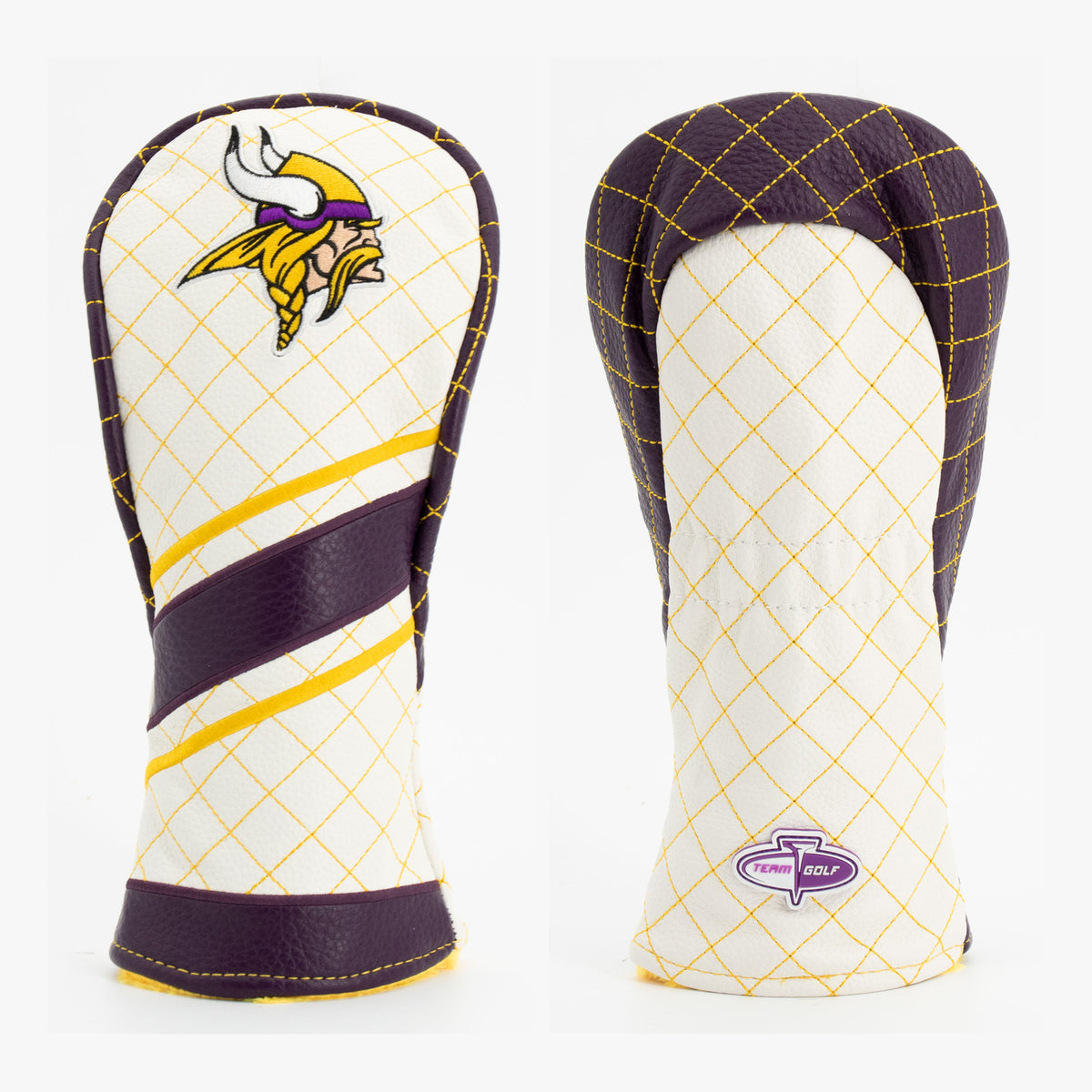 Minnesota Vikings Striped Quilted Fairway Headcover, front and back views