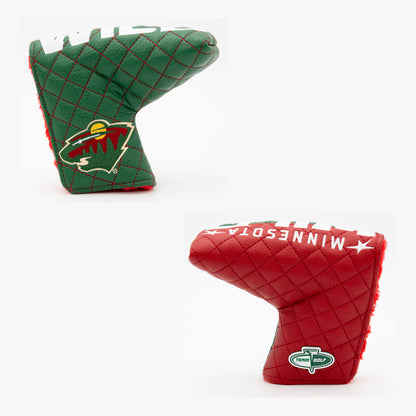 Minnesota Wild Split Quilted Blade Putter Cover, front and back views