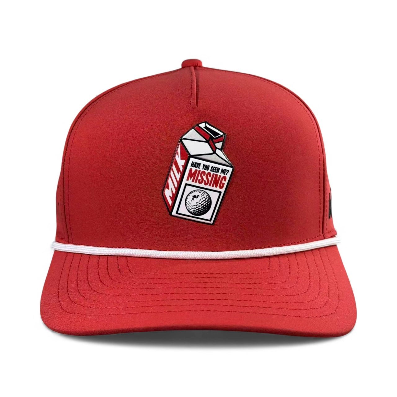 Missing Milk Golf Hat | Snapback Cap | Built-in Magnetic Ball Marker Holder + Marker Included | Missing Golf Ball | Adjustable Red - Club Rehab