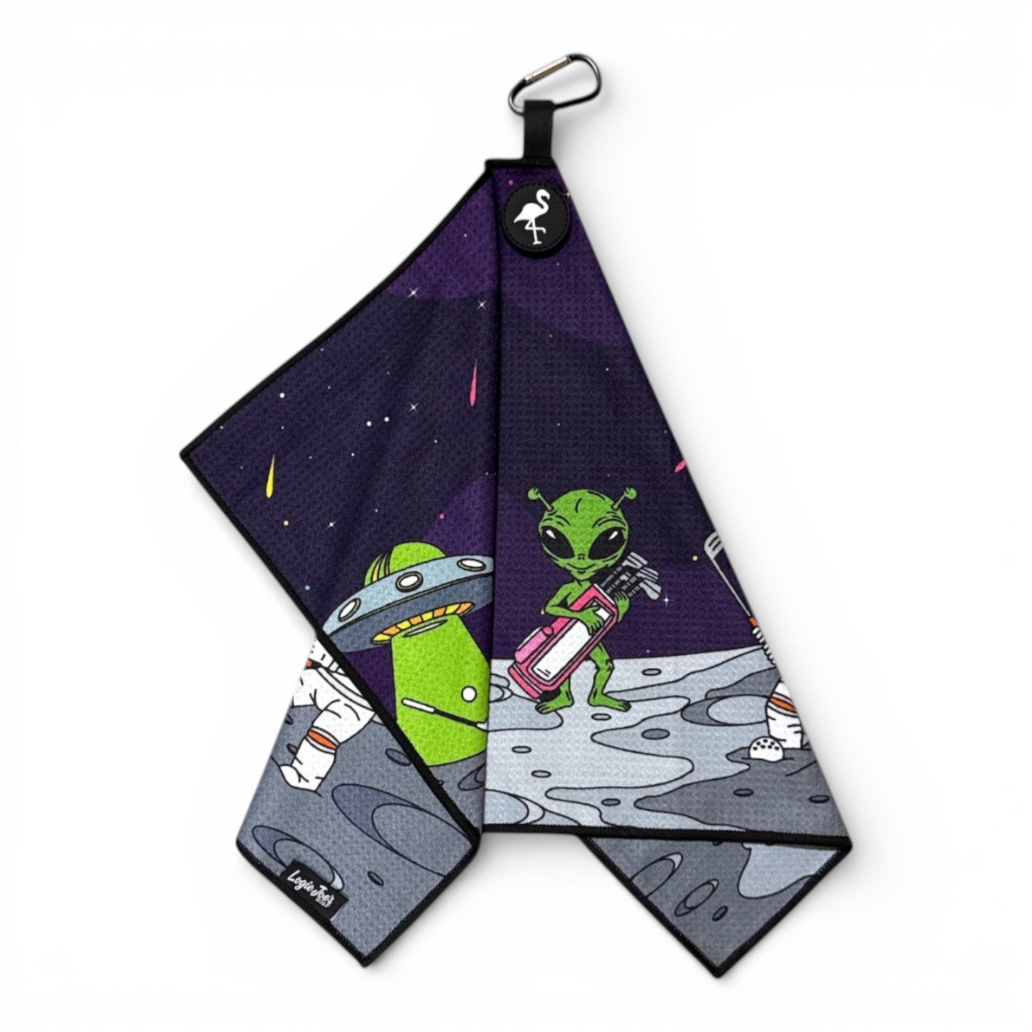 Mission to Pars Golf Towel | Premium Double-Sided Microfiber | Heavy-Duty Magnetic Towel with Carabiner Clip | 24 x 16 in | Astronaut | Space | UFO - Club Rehab