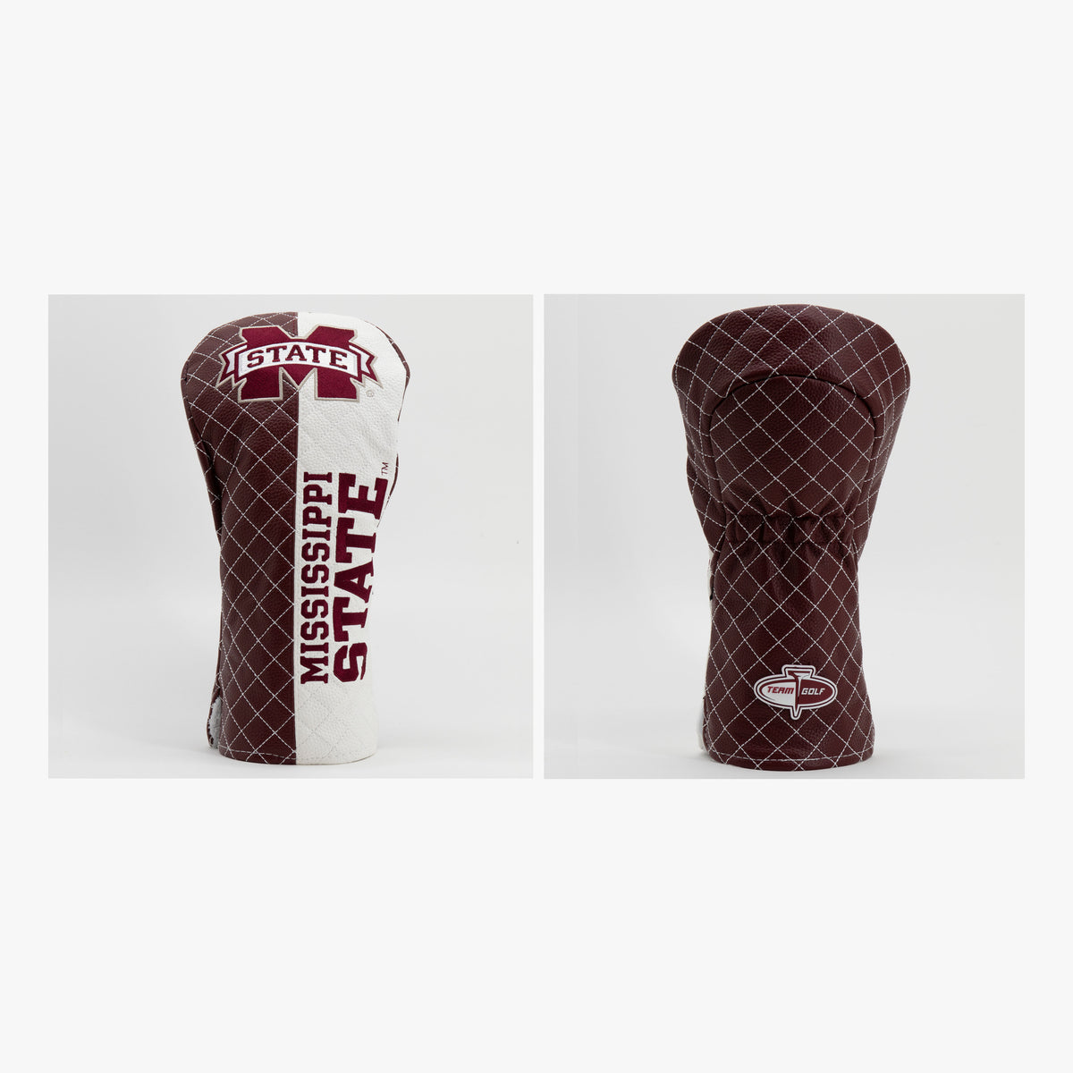Mississippi State Bulldogs Split Quilted Driver Headcover, front and back views