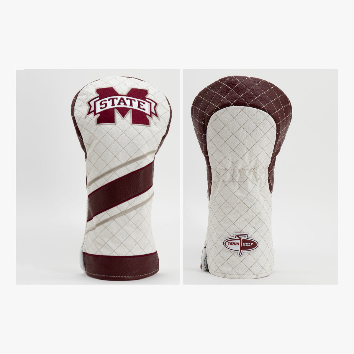 Mississippi State Bulldogs Striped Quilted Driver Headcover, front and back views