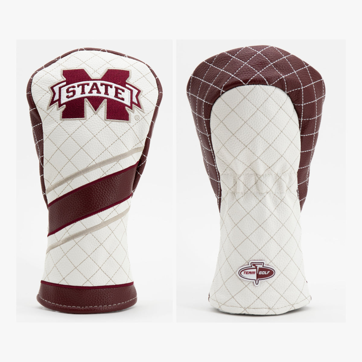 Mississippi State Bulldogs Striped Quilted Fairway Headcover, front and back views