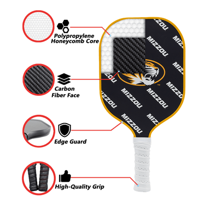 Missouri Tigers Pickleball Paddle | Carbon Fiber Face | 12mm Core - Club Rehab