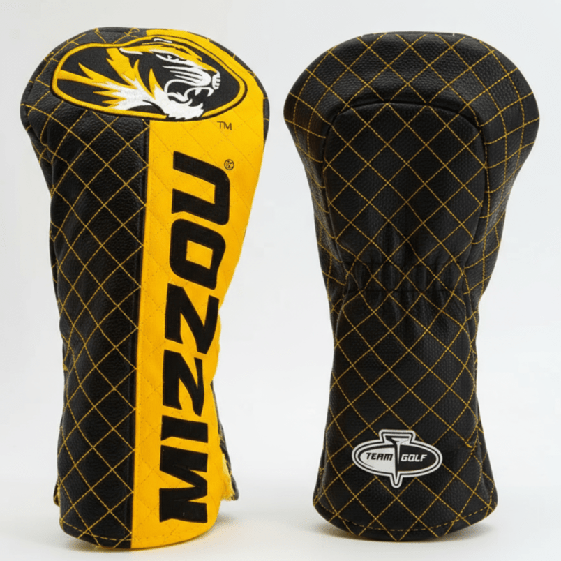 Two golf club head covers with a tiger logo and 'Mizzou' text on a white background.