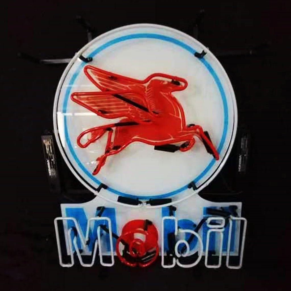 Mobil Gas Oil Flying Horse Neon Signs Light - Club Rehab