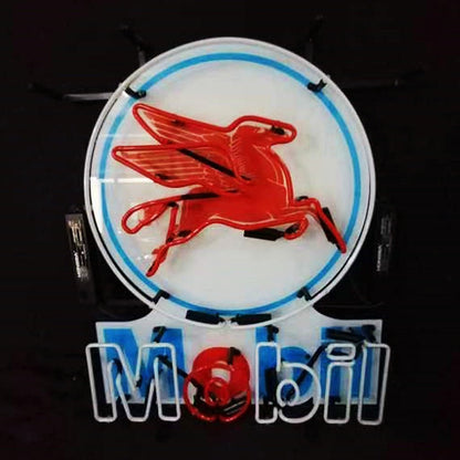 Mobil Gas Oil Flying Horse Neon Signs Light - Club Rehab