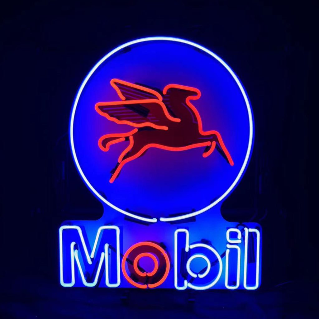 Mobil Gas Oil Flying Horse Neon Signs Light - Club Rehab