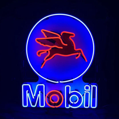 Mobil Gas Oil Flying Horse Neon Signs Light - Club Rehab