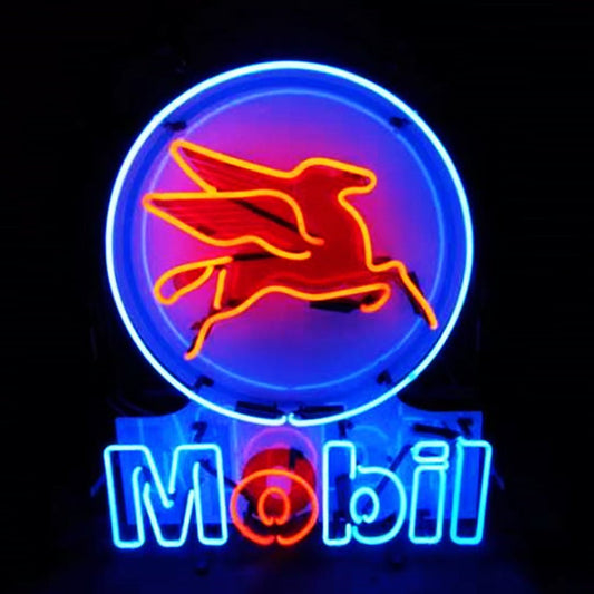 Mobil Gas Oil Flying Horse Neon Signs Light - Club Rehab