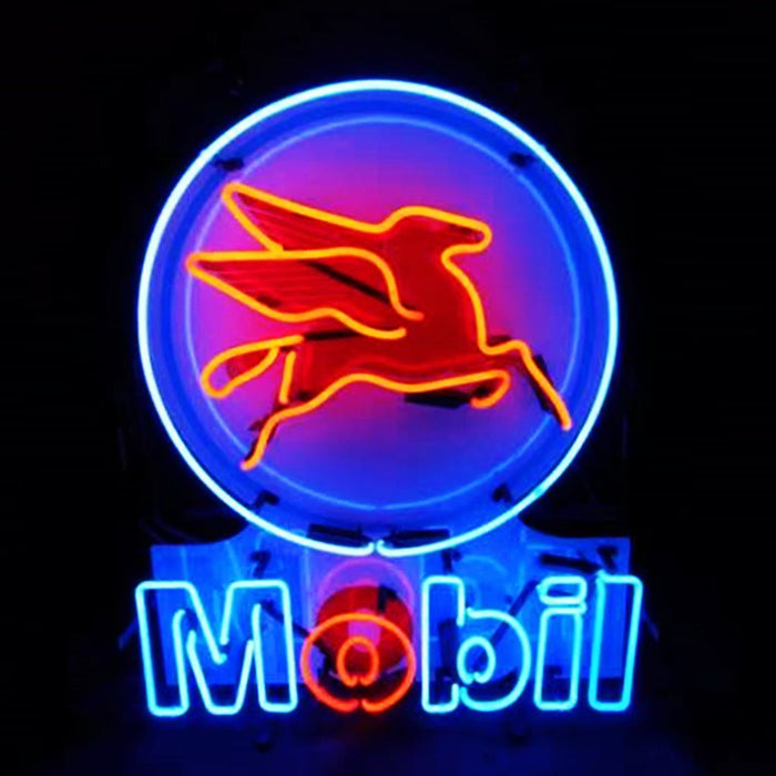 Mobil Gas Oil Flying Horse Neon Signs Light - Club Rehab