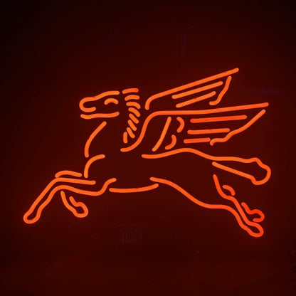 Mobilgas Flying Horse Red Neon Sign Light Glass - Club Rehab