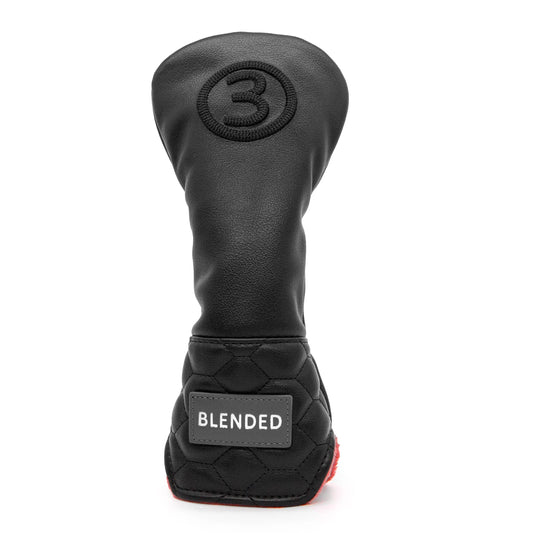 Black golf club head cover with number 3 and 'BLENDED' label on a white background