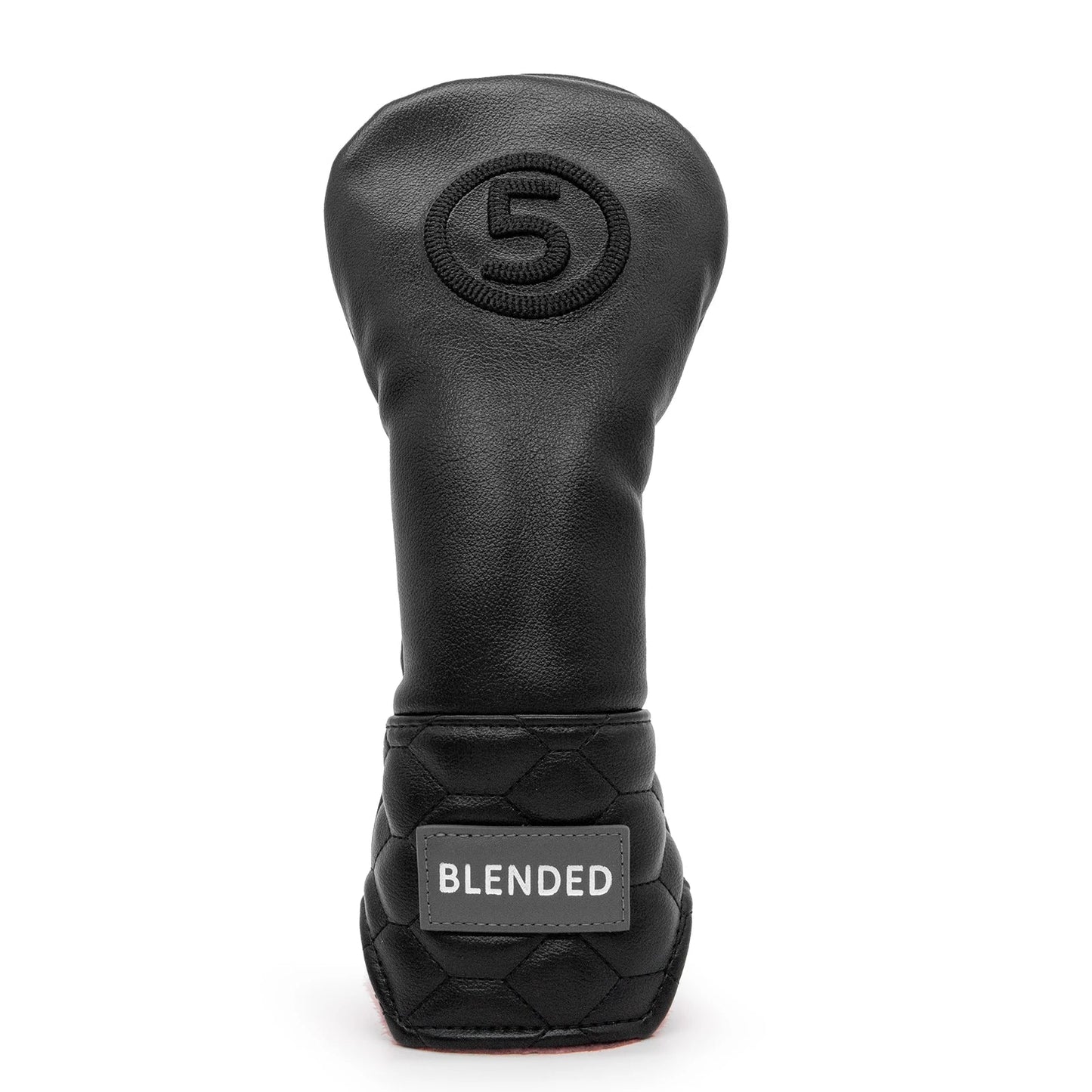 Black golf club head cover with number 5 and 'Blended' label on a white background
