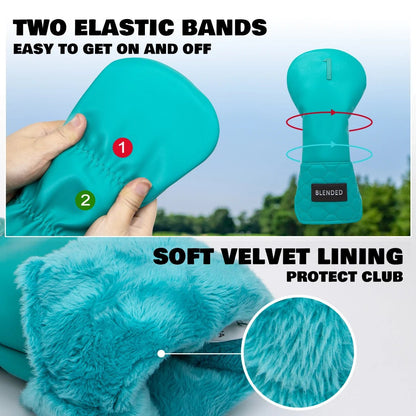 Modern Hex Headcover Set – Driver, 3 Wood, 5 Wood & Hybrid - Hybrid (H) Teal - Club Rehab