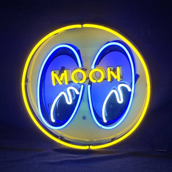 Moon And Eyes in Yellow Neon Signs Light - Club Rehab