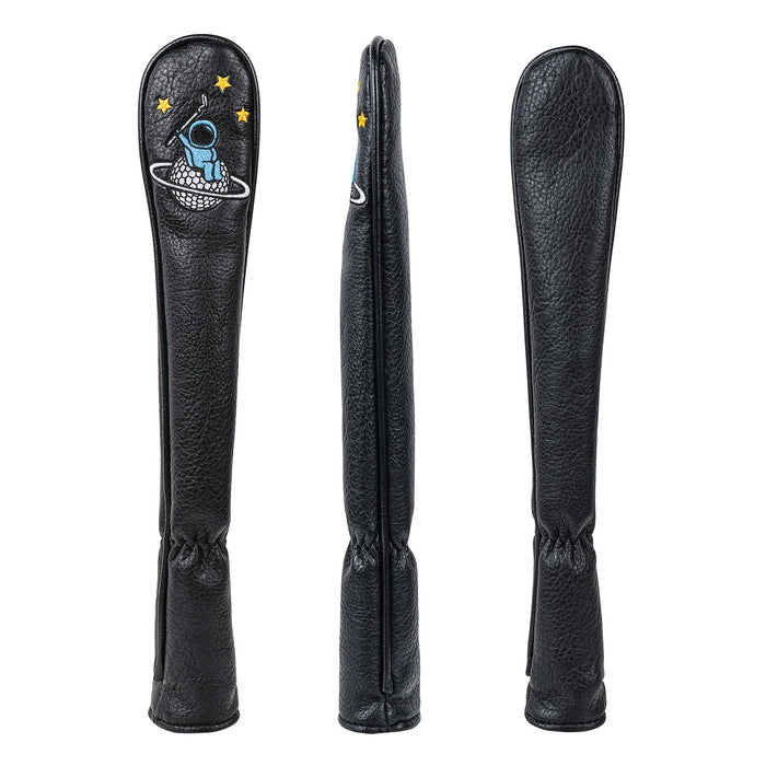 Black leather paddle with a design on a white background