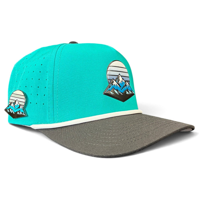 Mountain Moonrise Golf Hat | Snapback Cap | Built-in Magnetic Ball Marker Holder + Marker Included | Adjustable - Club Rehab