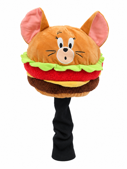 Mouse Burger driver headcover with sock sleeve front view