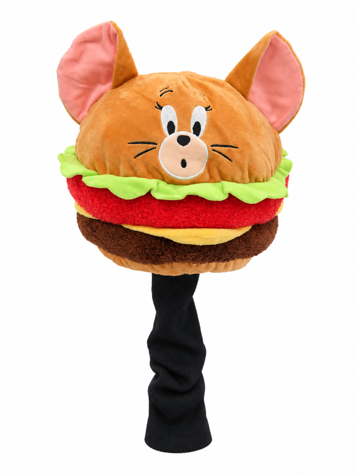 Mouse Burger driver headcover with sock sleeve front view
