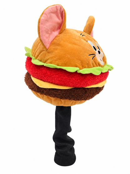 Mouse Burger driver headcover with sock sleeve side view