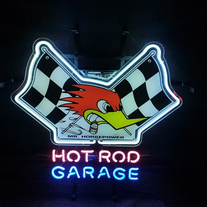 Mr Horsepower Hot Rod Garage Neon Sign - Club Rehab