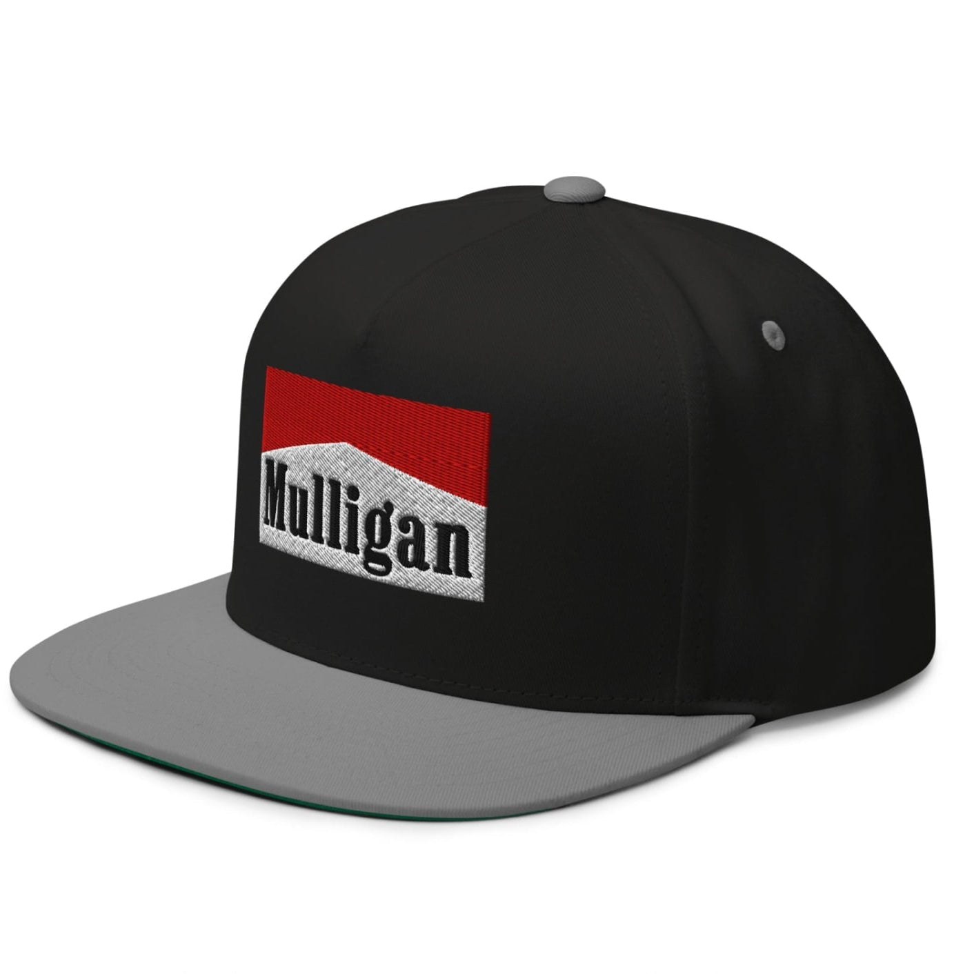 Mulligan Cigarette Red Flat Brim Bill 5 Panel Golf Snapback Hat