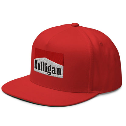 Mulligan Cigarette Red Flat Brim Bill 5 Panel Golf Snapback Hat