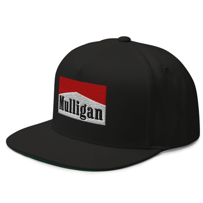 Mulligan Cigarette Red Flat Brim Bill 5 Panel Golf Snapback Hat
