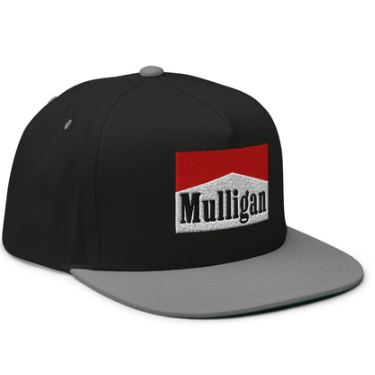 Mulligan Cigarette Red Flat Brim Bill 5 Panel Golf Snapback Hat