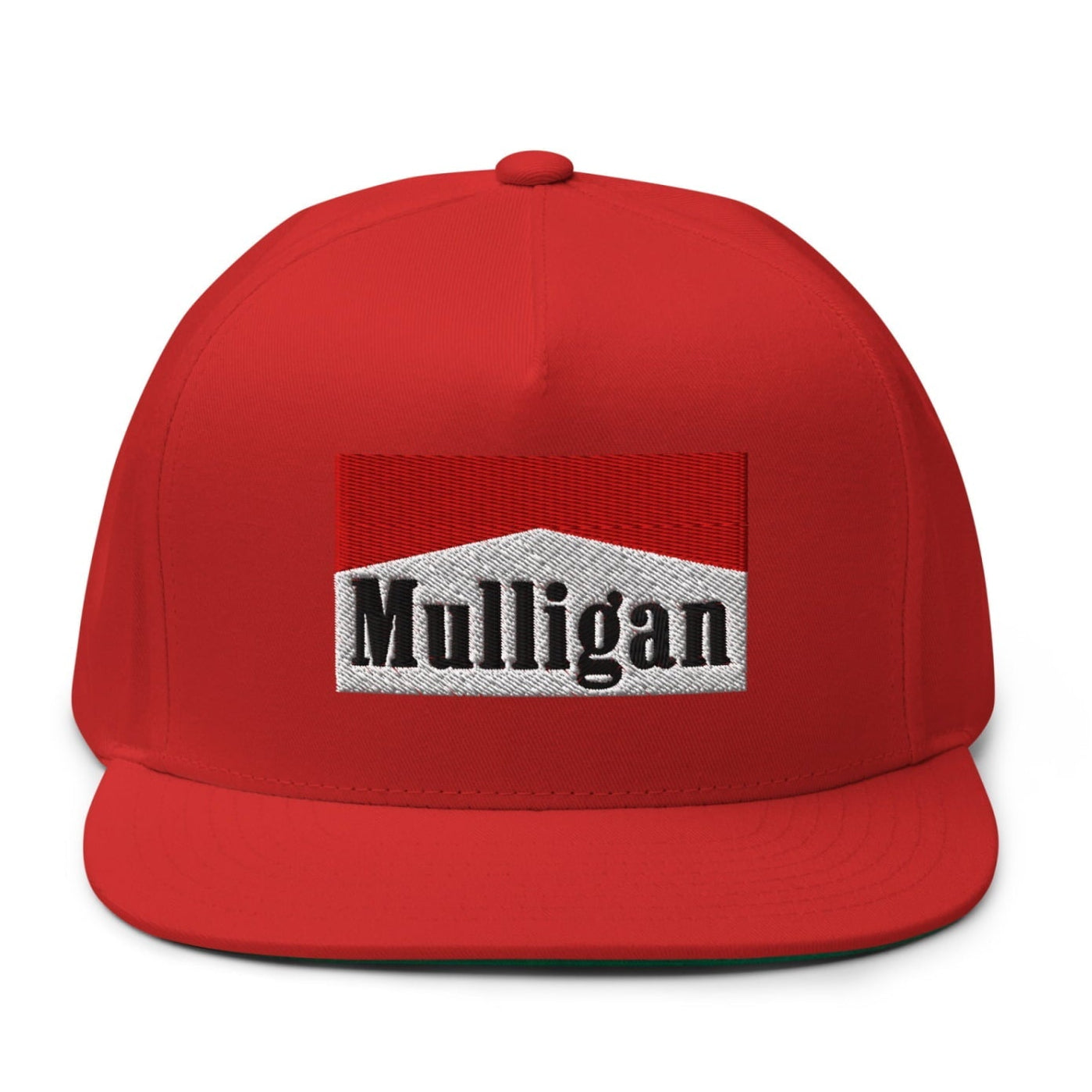 Mulligan Cigarette Red Flat Brim Bill 5 Panel Golf Snapback Hat