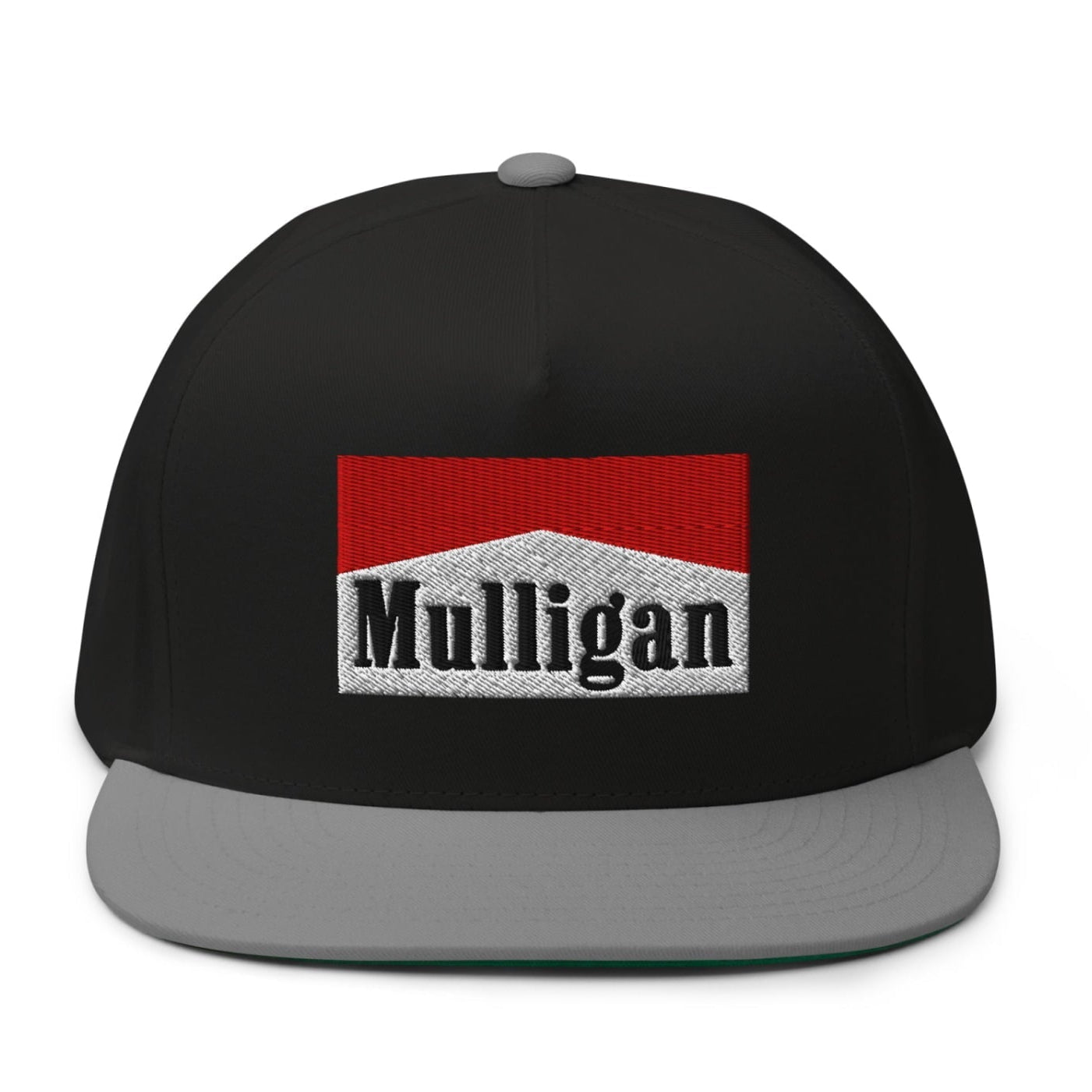 Mulligan Cigarette Red Flat Brim Bill 5 Panel Golf Snapback Hat