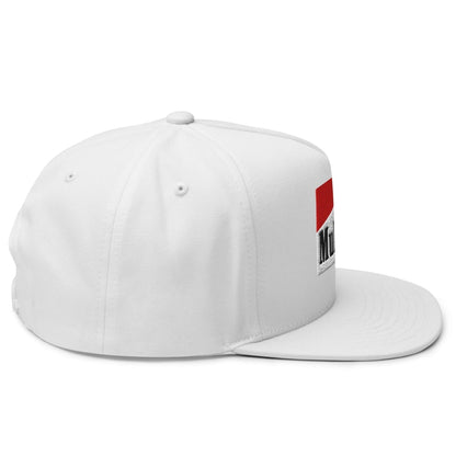 Mulligan Cigarette Red Flat Brim Bill 5 Panel Golf Snapback Hat - White - Club Rehab